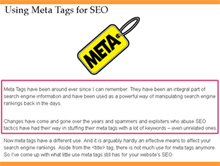 Meta tags for SEO